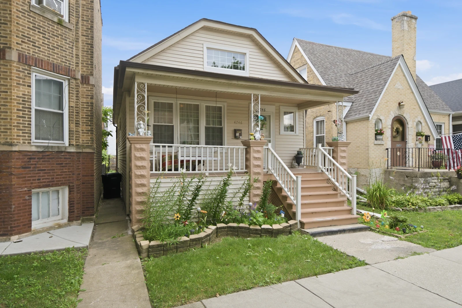 Home exterior and neighboring buildings